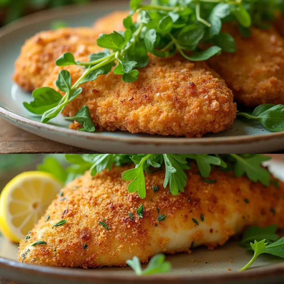 Breaded Chicken with Arugula Oven Recipe: 5 Easy Steps 4 Homemade breaded chicken with arugula oven dish featuring crispy golden chicken and fresh arugula