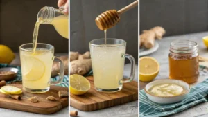 A step-by-step visual guide for making the homemade mounjaro natural drink, from ingredient preparation to the final mix