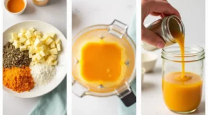 Step-by-step process of making Amish amoxicillin recipe, from chopping ingredients to blending and bottling.