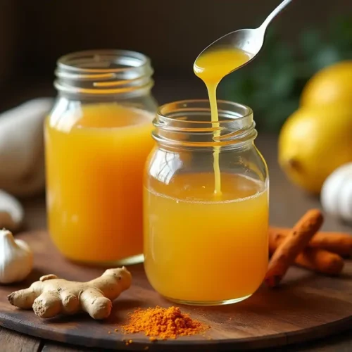 Delicious homemade Amish amoxicillin recipe in a glass jar with fresh ingredients.