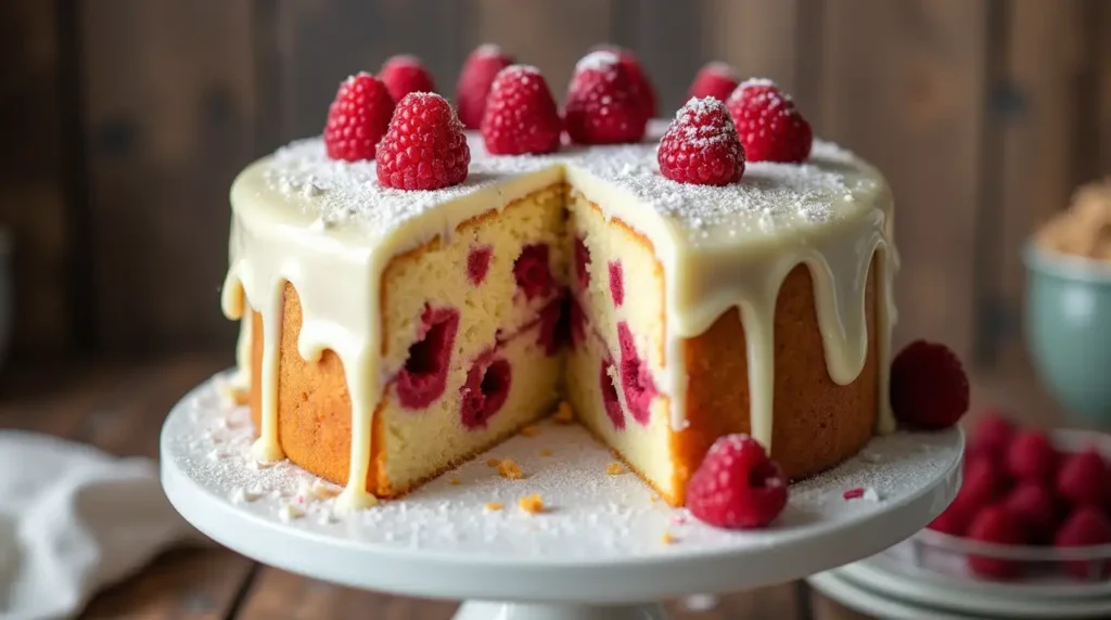 White Chocolate Raspberry Cake