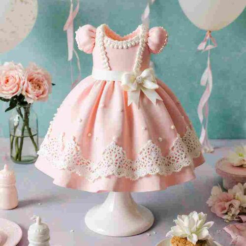 Baby Dress Cake – Adorable Fondant Cake for Baby Showers & First Birthdays 3 Baby Dress Cake