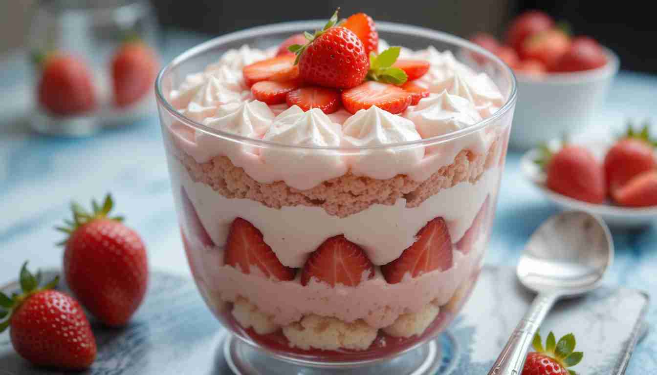 Strawberry Shortcake Trifle - Labor Day Dessert Recipes to Sweeten the Holiday 1 Strawberry Shortcake Trifle
