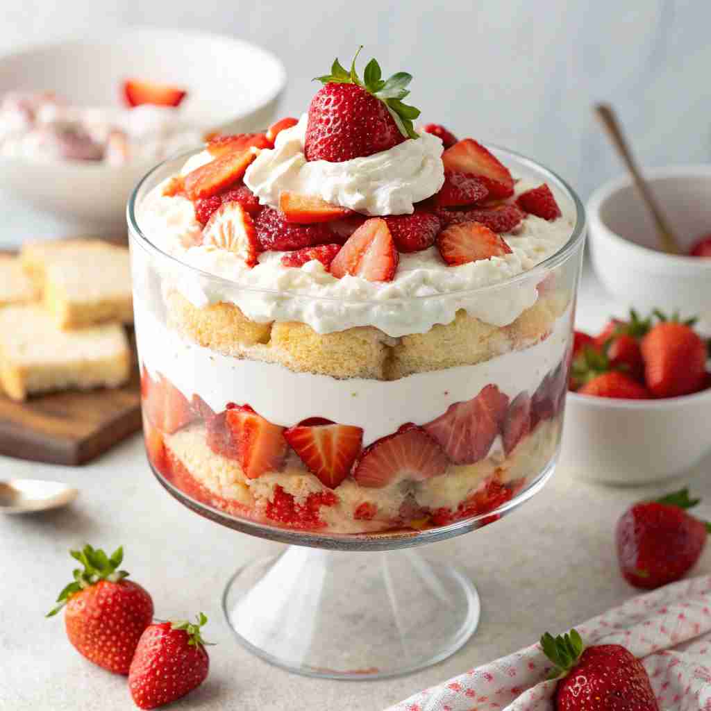 Strawberry Shortcake Trifle - Labor Day Dessert Recipes to Sweeten the Holiday 2 Strawberry Shortcake Trifle
