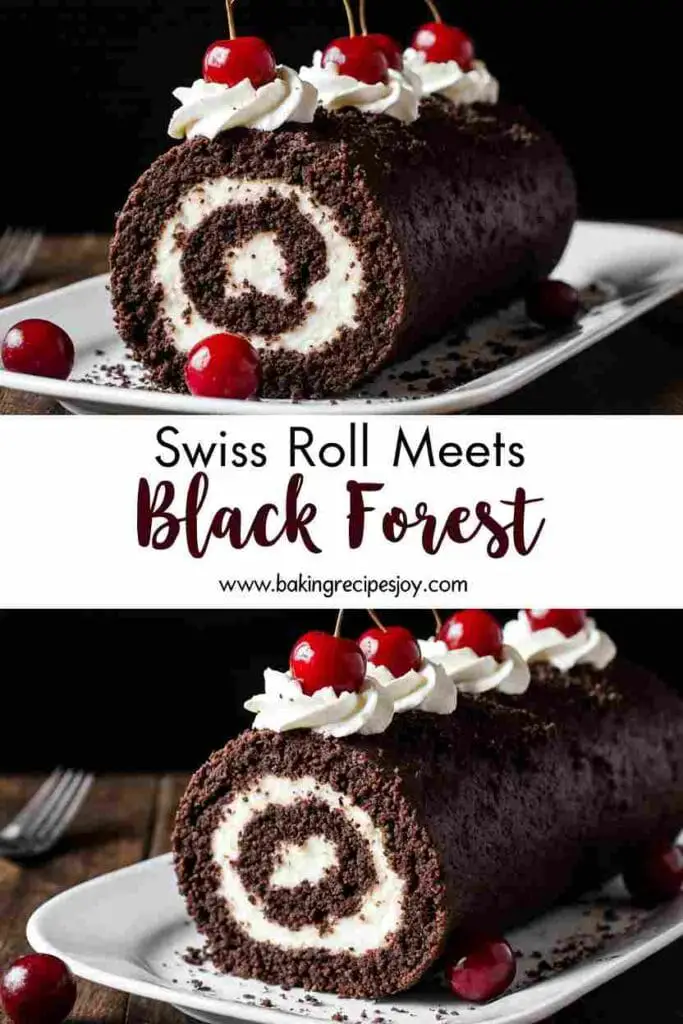 Swiss Roll Meets Black Forest Recipe | Cherry Chocolate 4 Swiss Roll Meets Black Forest