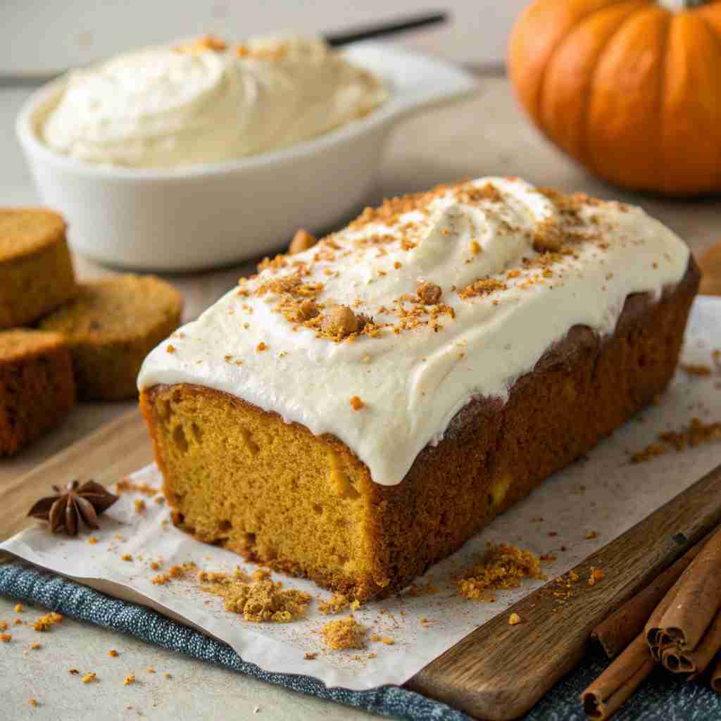 This Pumpkin Bread with Cream Cheese Frosting