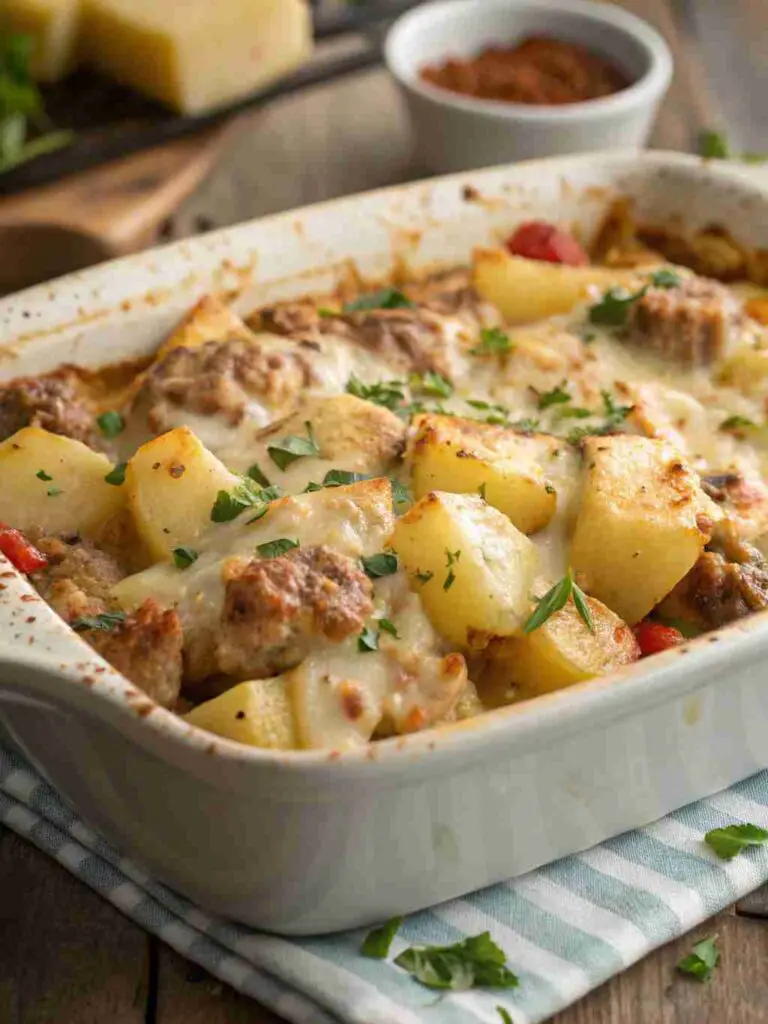 Cheesy Turkey Beef Potato Bake