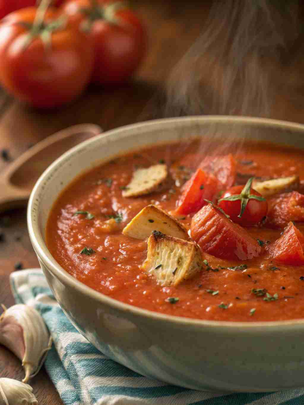 Creamy Roasted Garlic Tomato Soup - Gourmet Recipe 1 Creamy Roasted Garlic Tomato Soup