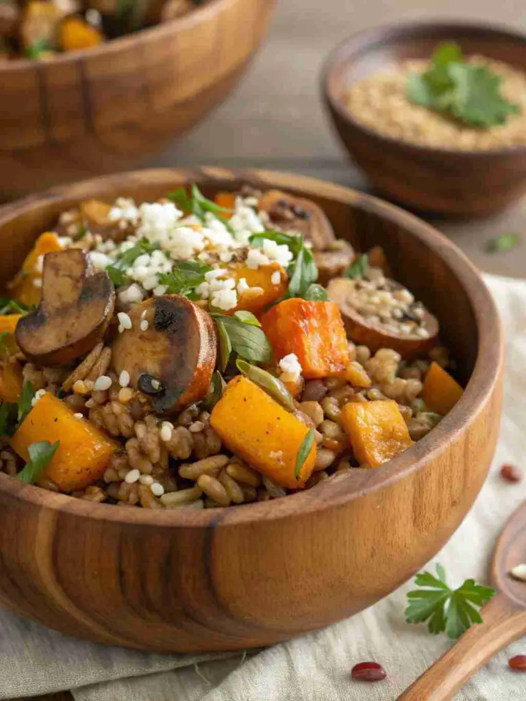 Farro Bowl with Roasted Mushrooms & Squash Recipe 2 Farro Bowl with Roasted Mushrooms & Squash Recipe
