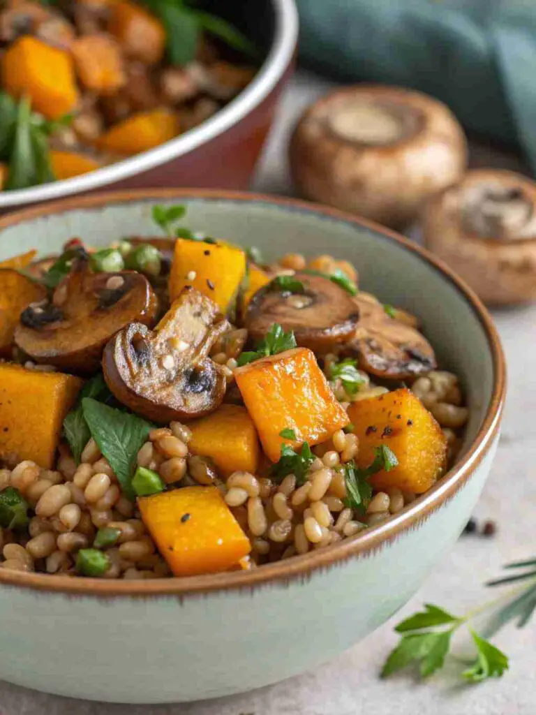 Farro Bowl with Roasted Mushrooms & Squash Recipe