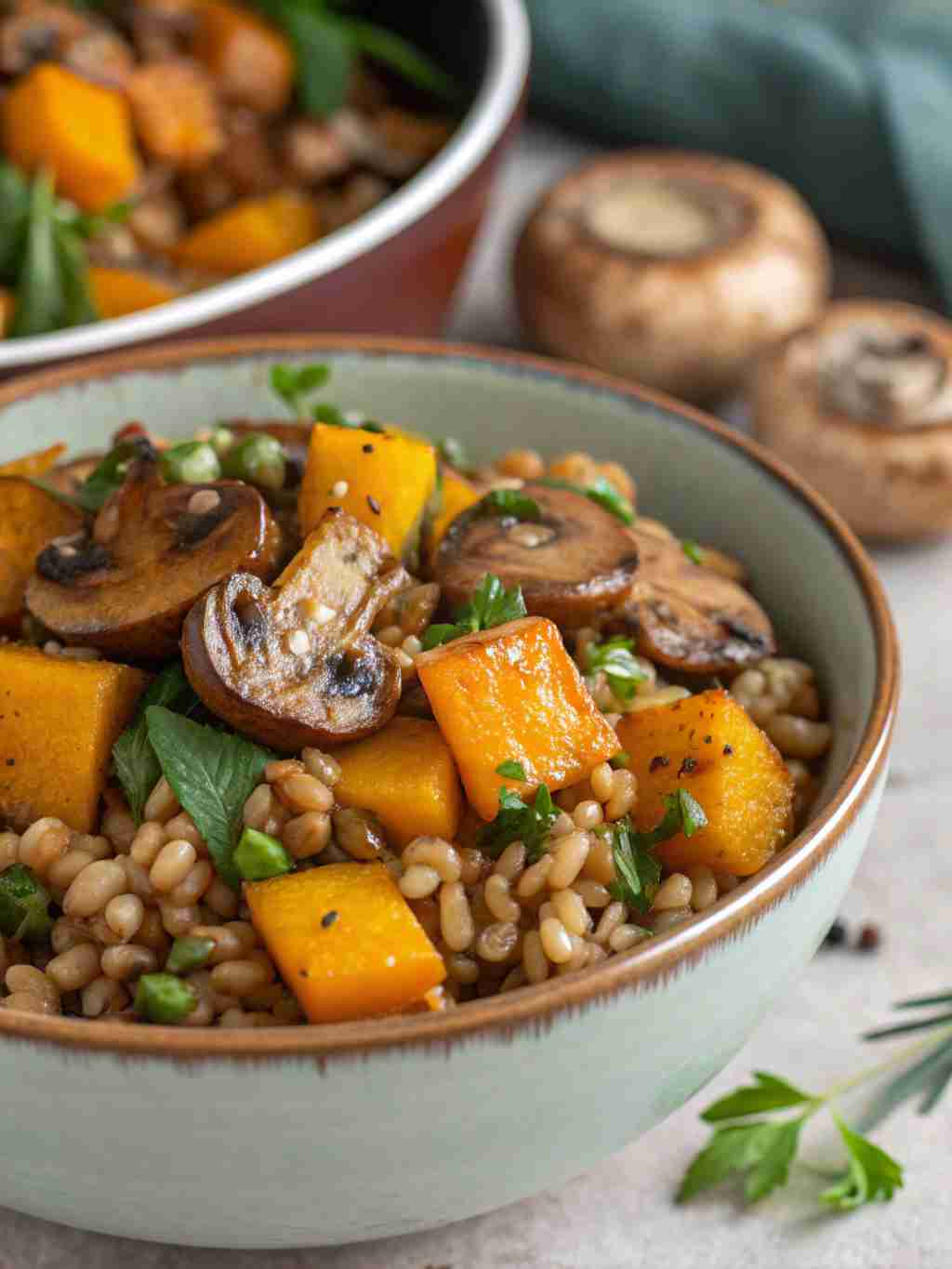 Farro Bowl with Roasted Mushrooms & Squash Recipe
