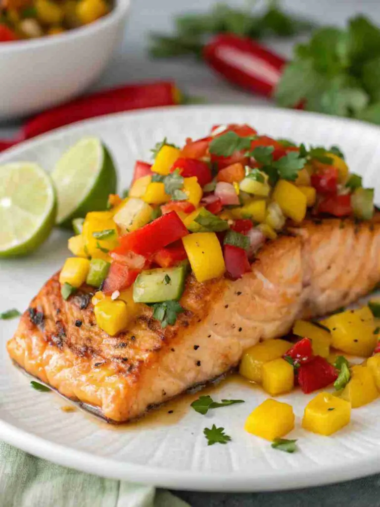 Grilled Salmon with Mango Salsa: A Taste of Paradise on Your Plate! 2 Grilled Salmon with Mango Salsa