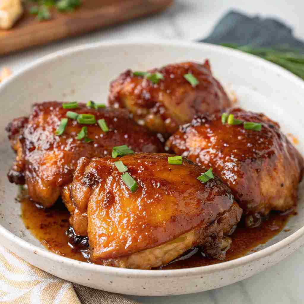 Honey Garlic Slow Cooker Chicken Thighs - Sweet & Sticky 1 Honey Garlic Slow Cooker Chicken Thighs
