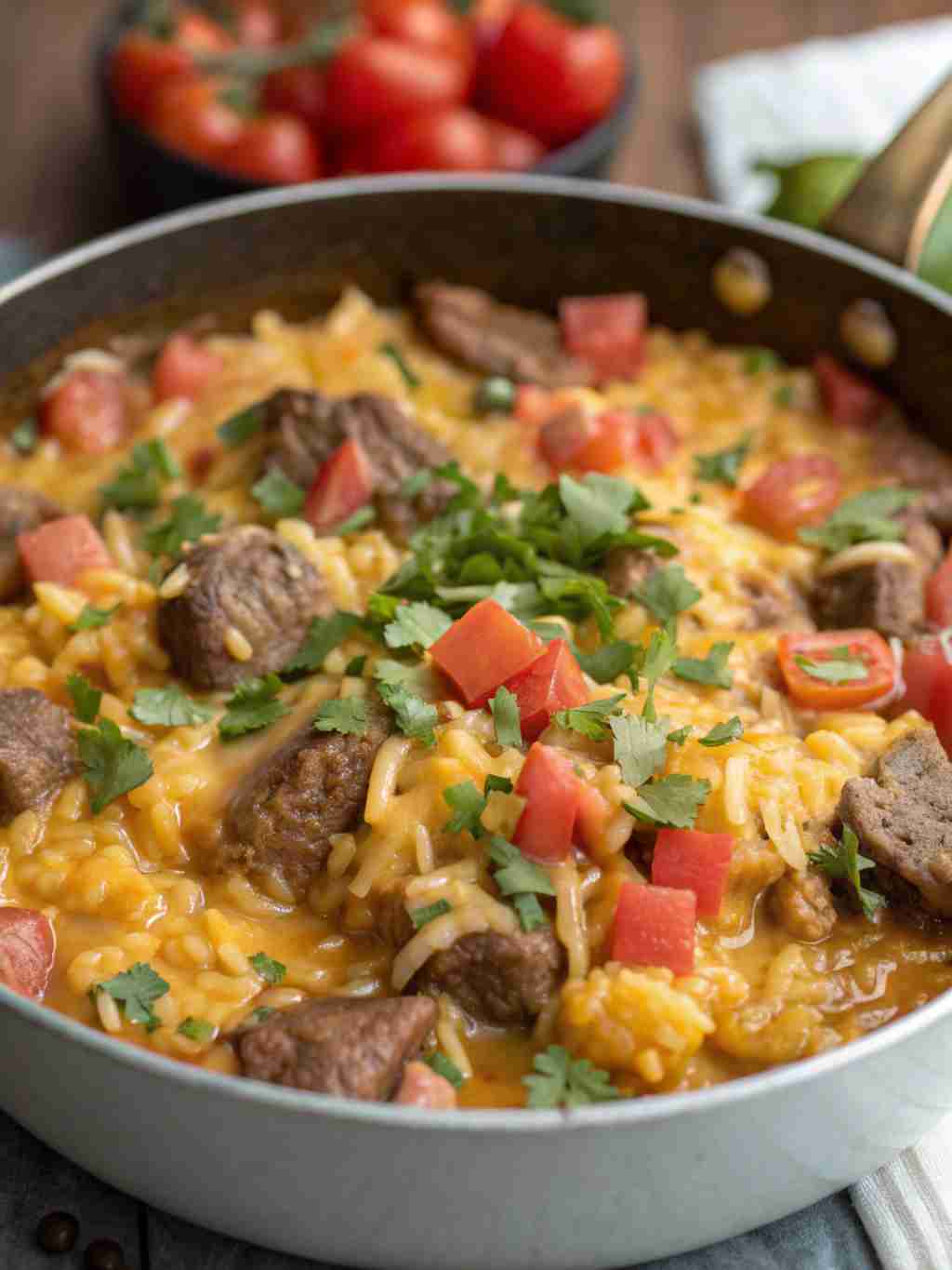 One-Pot Steak Queso Rice