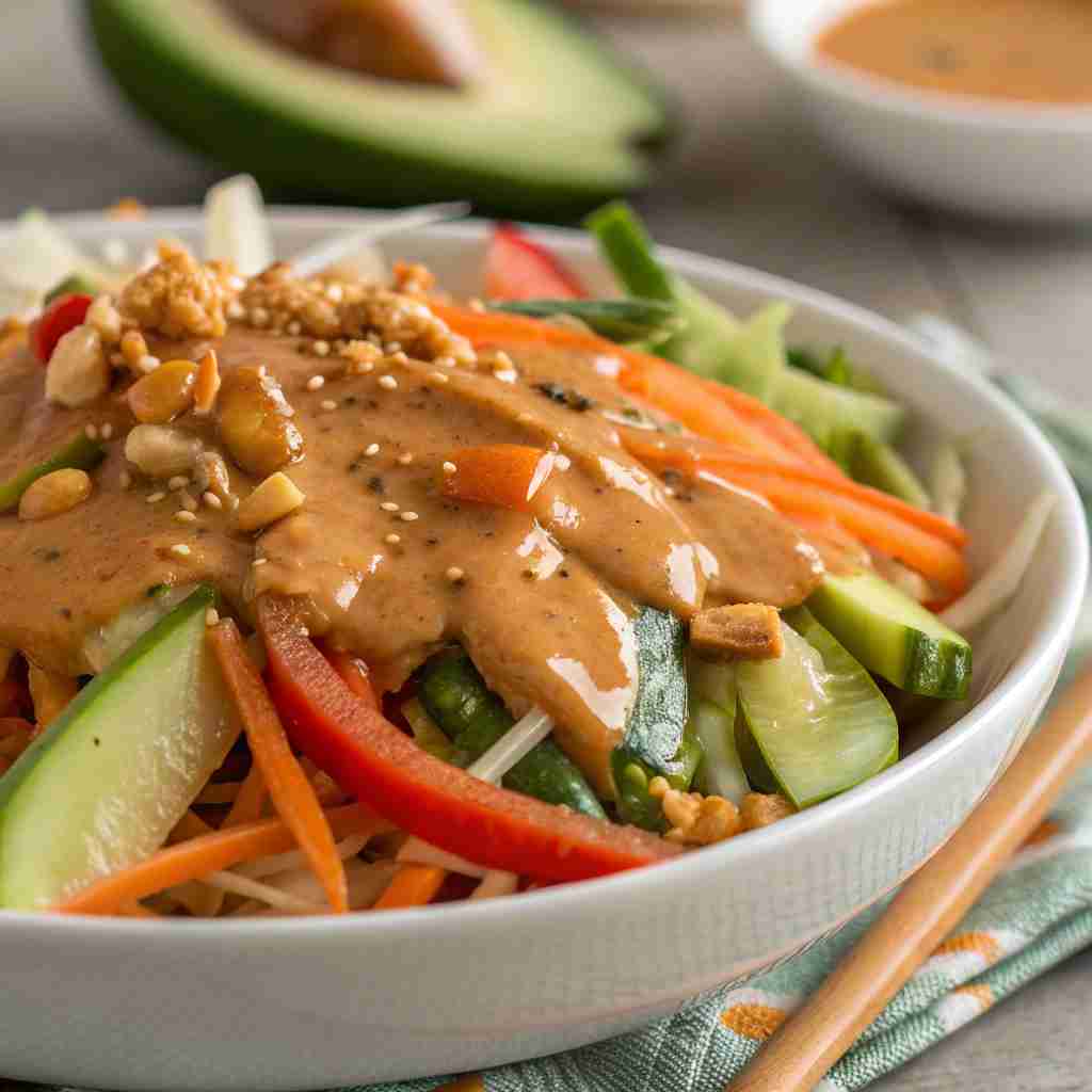 Peanut Sauce for Vegetables - Thai-Inspired Recipe 1 Peanut Sauce for Vegetables