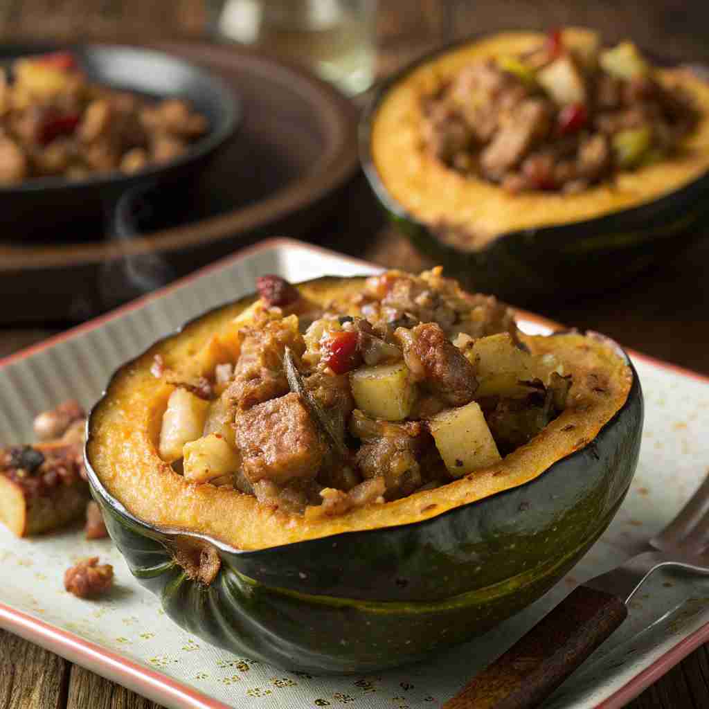 Sausage & Apple Stuffed Acorn Squash 1 Sausage & Apple Stuffed Acorn Squash