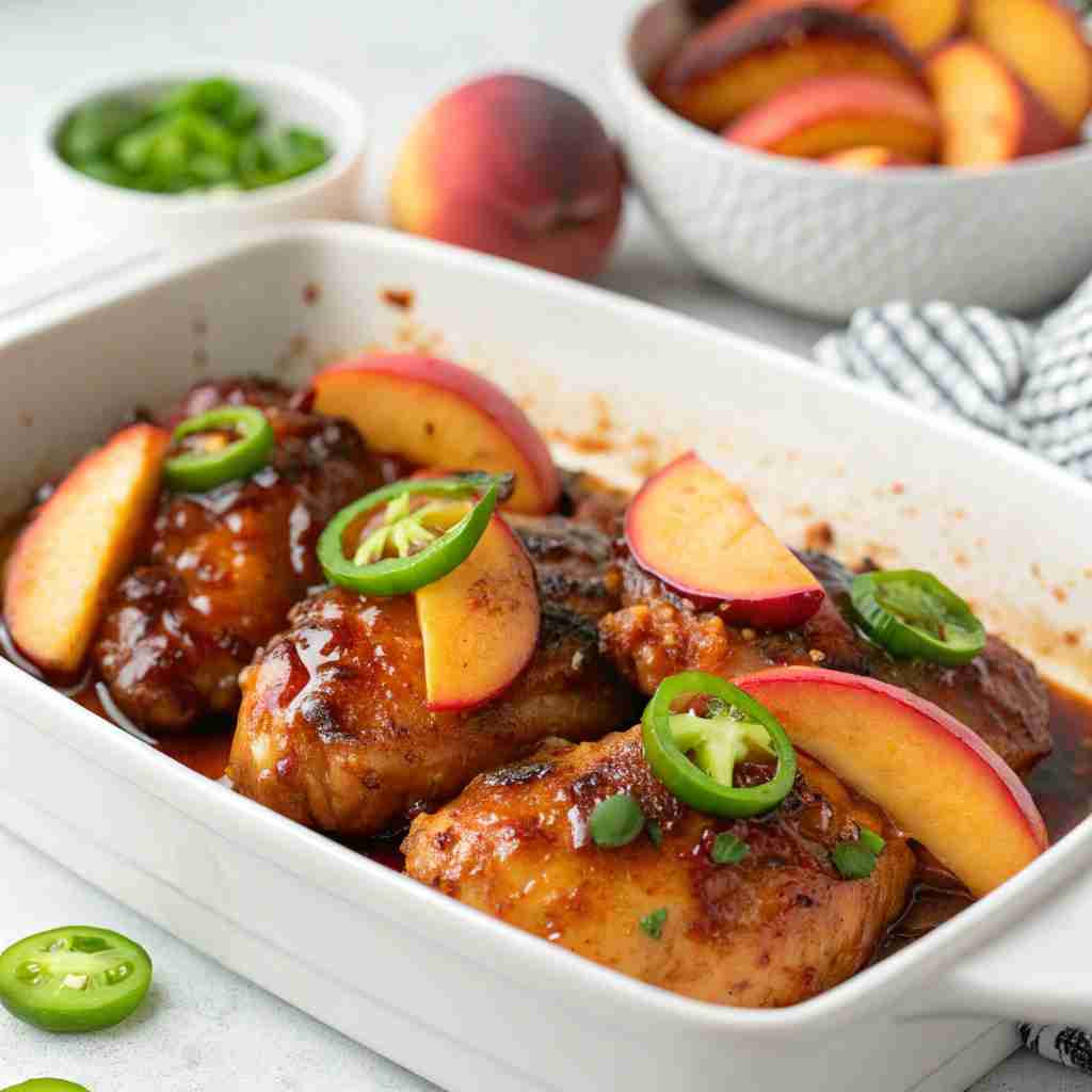 Spicy Peach-Glazed Jalapeño Chicken
