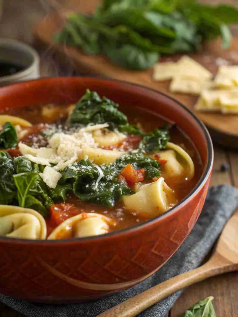 Vegetarian Tortellini Soup with Kale