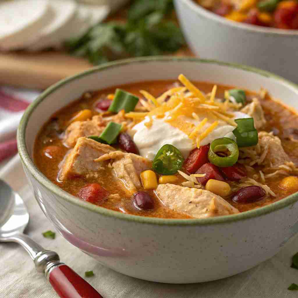 Crockpot Cream Cheese Chicken Chili