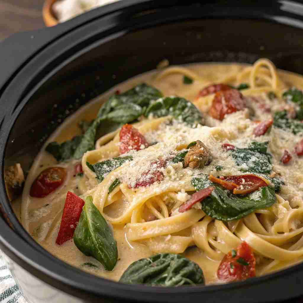 Slow Cooker Creamy Tuscan Pasta