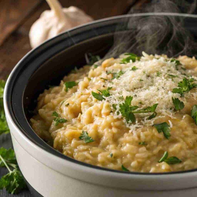 Slow Cooker Garlic Parmesan Risotto Recipe