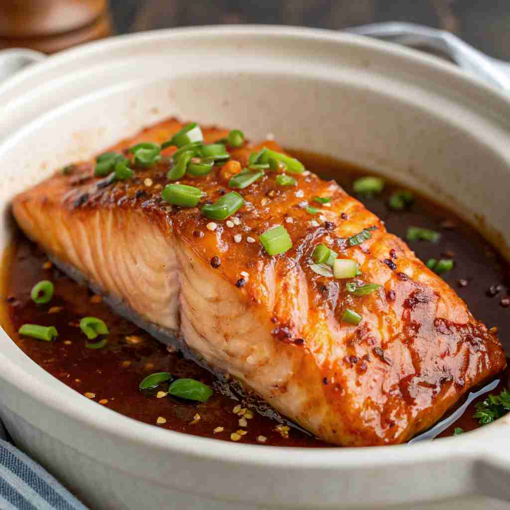 Slow Cooker Honey Garlic Glazed Salmon