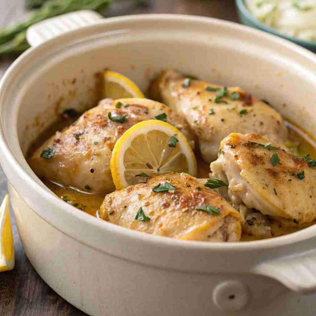 Slow Cooker Lemon Garlic Chicken