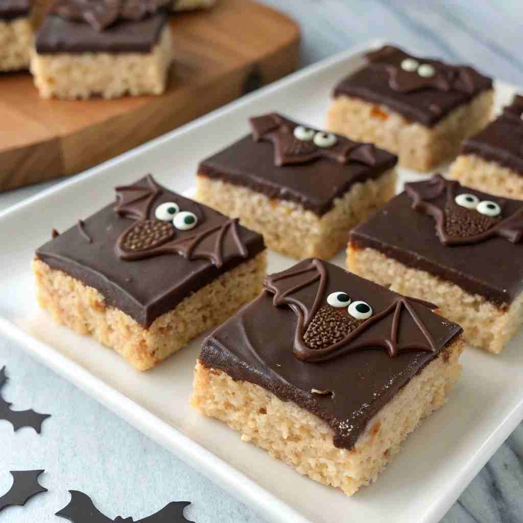 Chocolate Bat Rice Krispies Treats - Easy No-Bake Halloween Dessert 1 Chocolate Bat Rice Krispies Treats