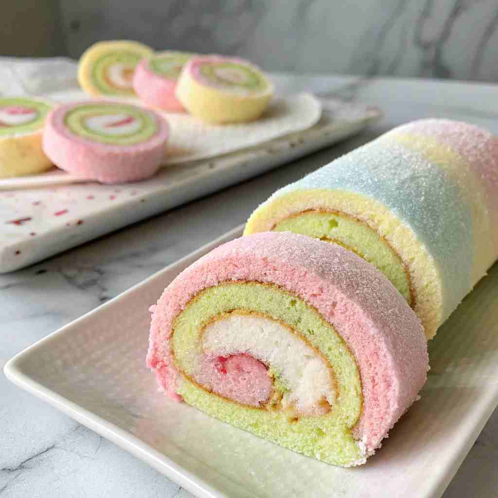 Japanese Cotton Candy Swiss Cake Roll - Light Fluffy Dessert 1 Japanese Cotton Candy Swiss Cake Roll