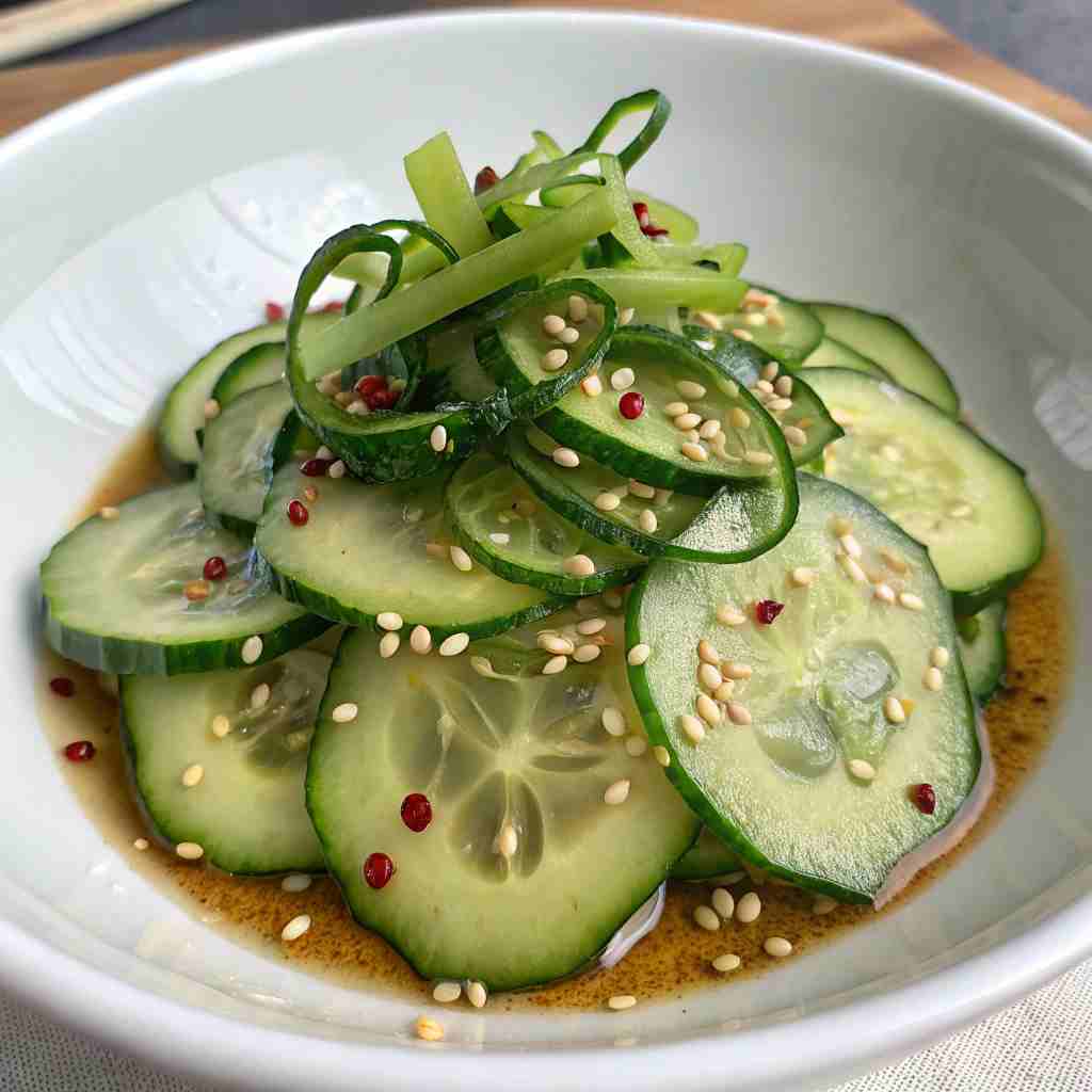Fresh cucumber salad with sesame dressing