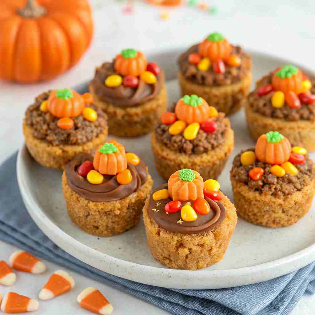 Colorful pumpkin-themed dessert snack bites