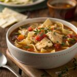 Mediterranean Chicken Lasagna Soup