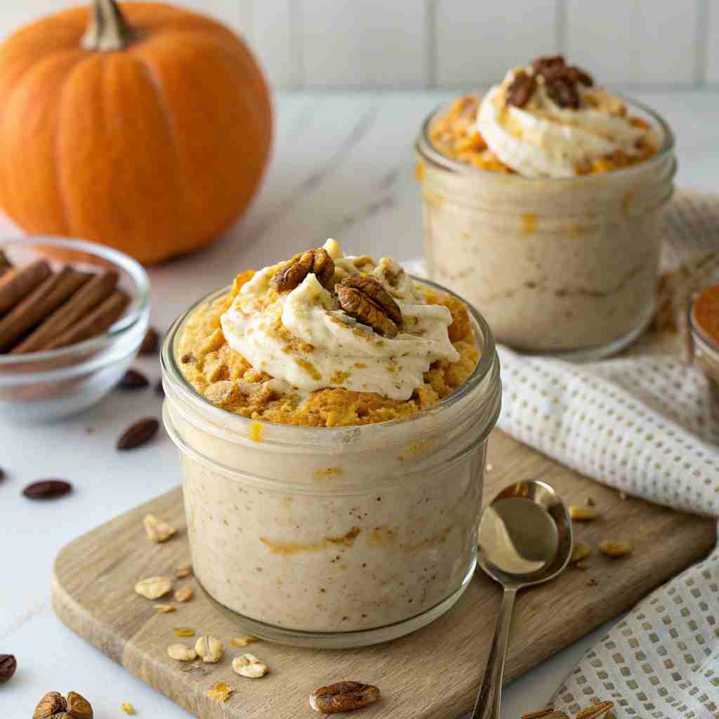 Pumpkin Cheesecake Overnight Oats - No-Cook Fall Breakfast 1 Pumpkin Cheesecake Overnight Oats