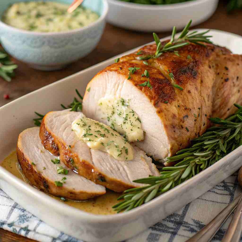 Roasted Turkey Breast with Herb Butter - Small Thanksgiving Recipe 1 Roasted Turkey Breast with Herb Butter