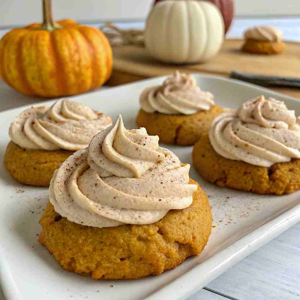 Soft Pumpkin Cookies with Cinnamon Frosting