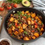 Southwest Ground Beef and Sweet Potato Skillet