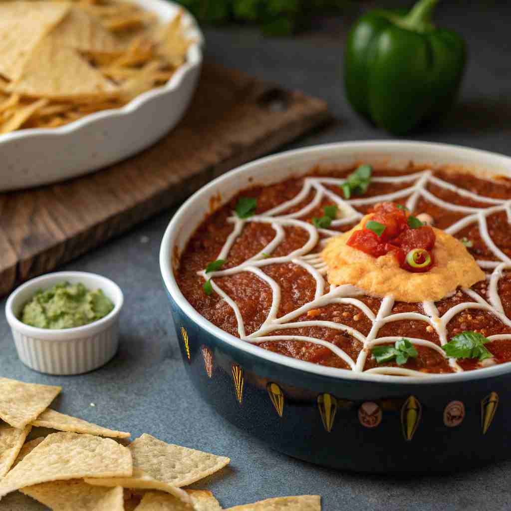Spiderweb Taco Dip - Halloween Potluck Ideas Recipes