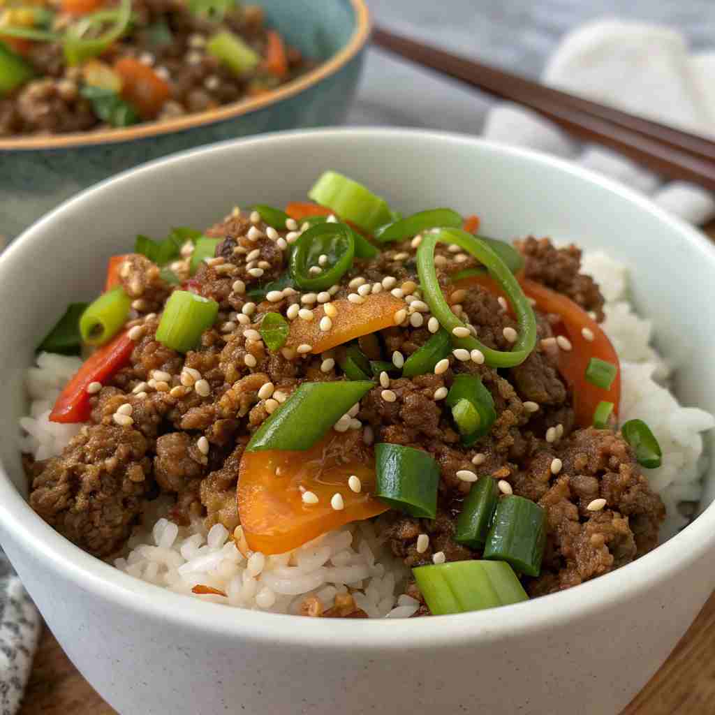 Asian Inspired Ground Beef Bowl