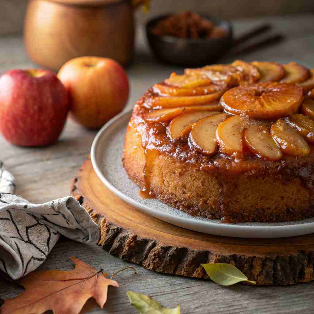 Autumn Caramel Apple Upside Down Cake