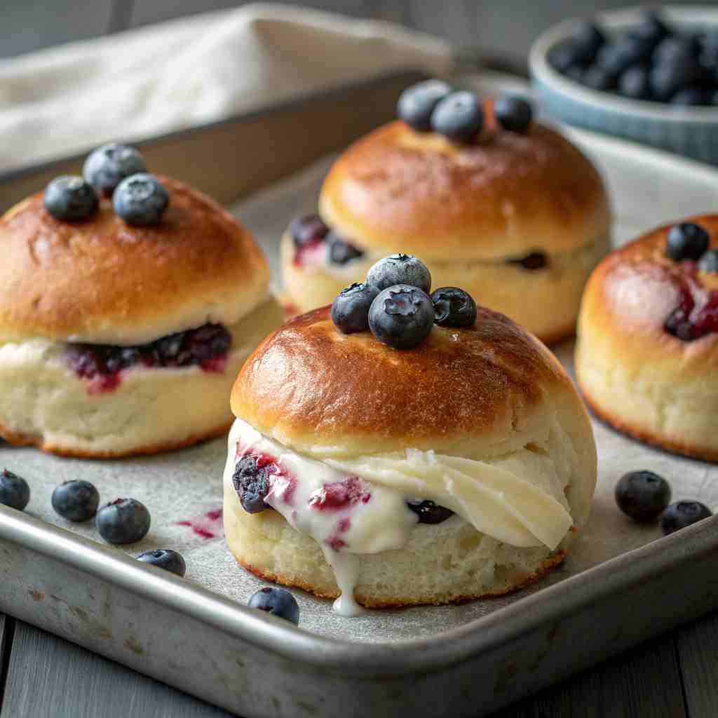 Blueberry Cream Brioche Buns