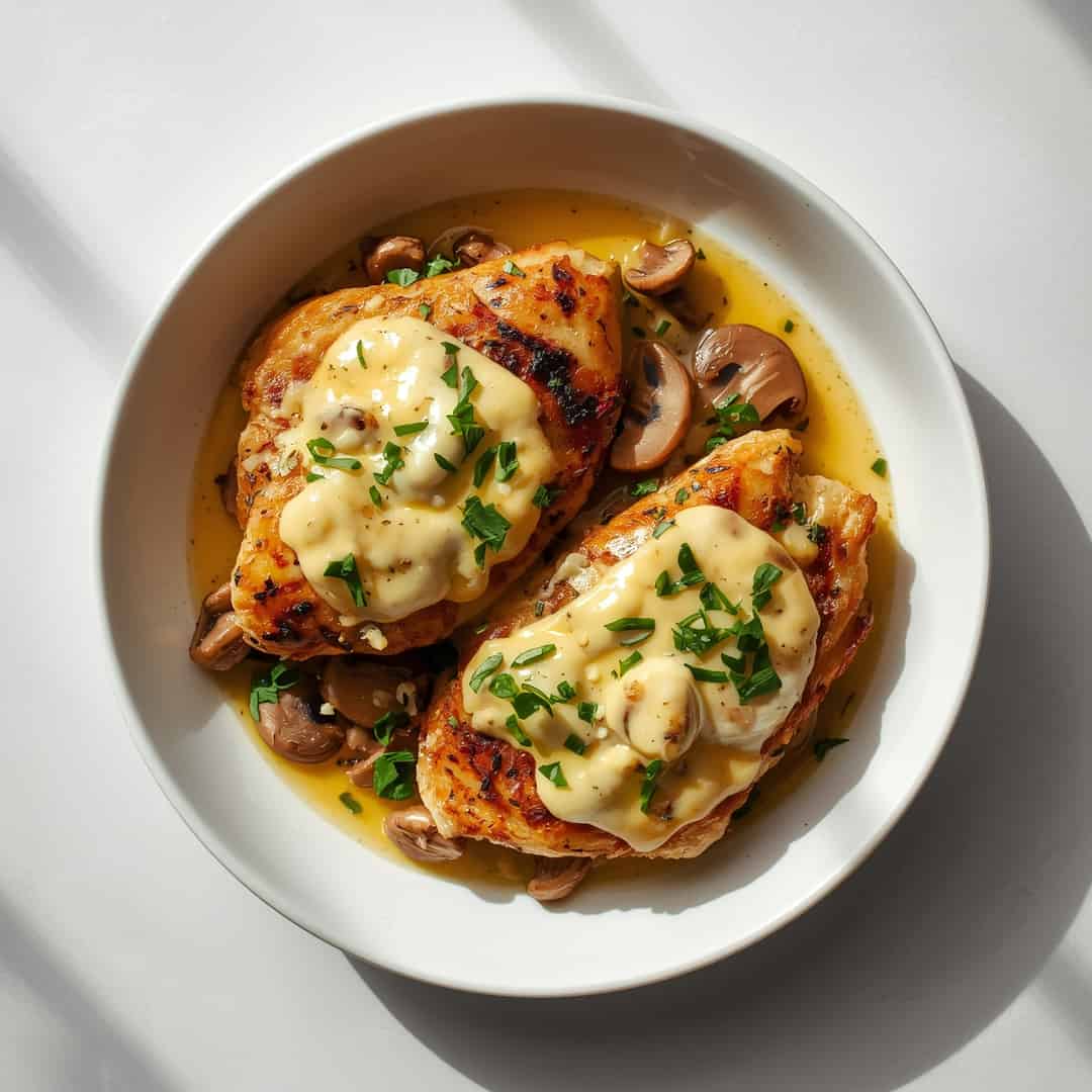 Cheesy Garlic Butter Mushroom Stuffed Chicken 2 Cheesy Garlic Butter Mushroom Stuffed Chicken