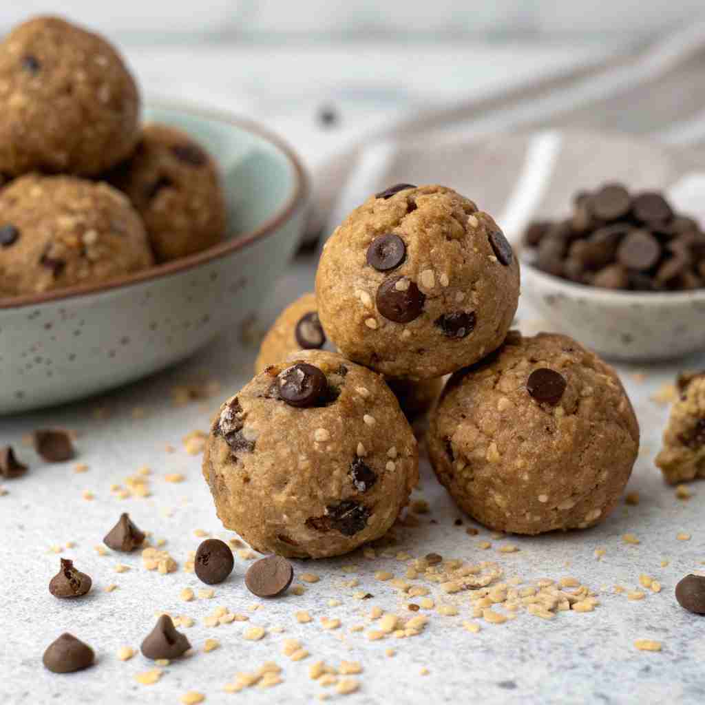 Chocolate Chip Cookie Energy Bites - No-Bake Protein Snack 1 Chocolate Chip Cookie Energy Bites