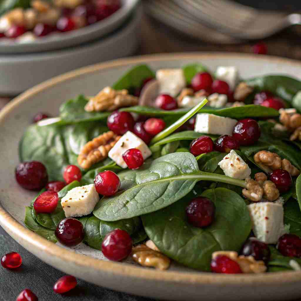 Christmas Cranberry Spinach Salad - Healthy Holiday Greens 2 Christmas Cranberry Spinach Salad