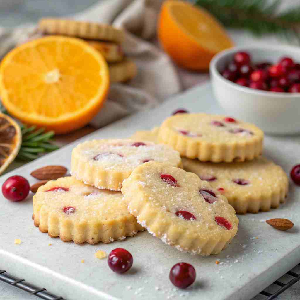 Cranberry Orange Shortbread Cookies