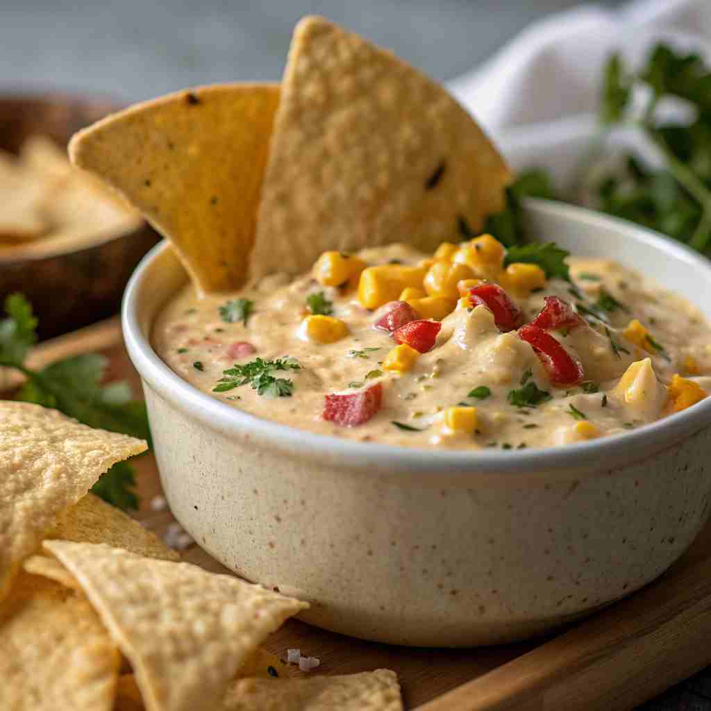 Creamy Corn Dip with Chips - Best Mexican Street Corn Appetizer 1 Creamy Corn Dip with Chips