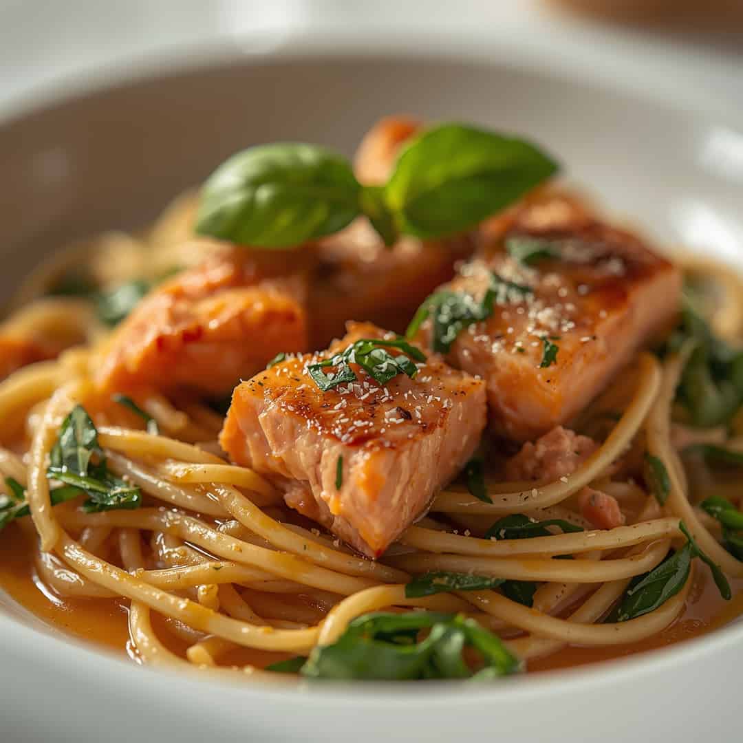 Creamy Salmon Spinach Pasta