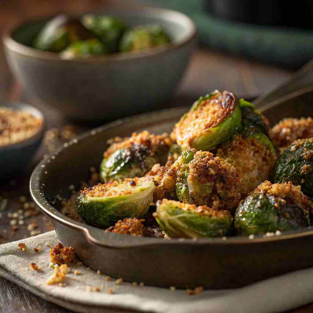 Crispy Parmesan Crusted Brussels Sprout