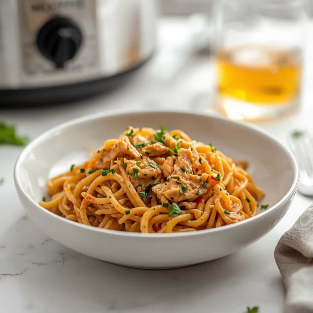 Crockpot Chicken Spaghetti