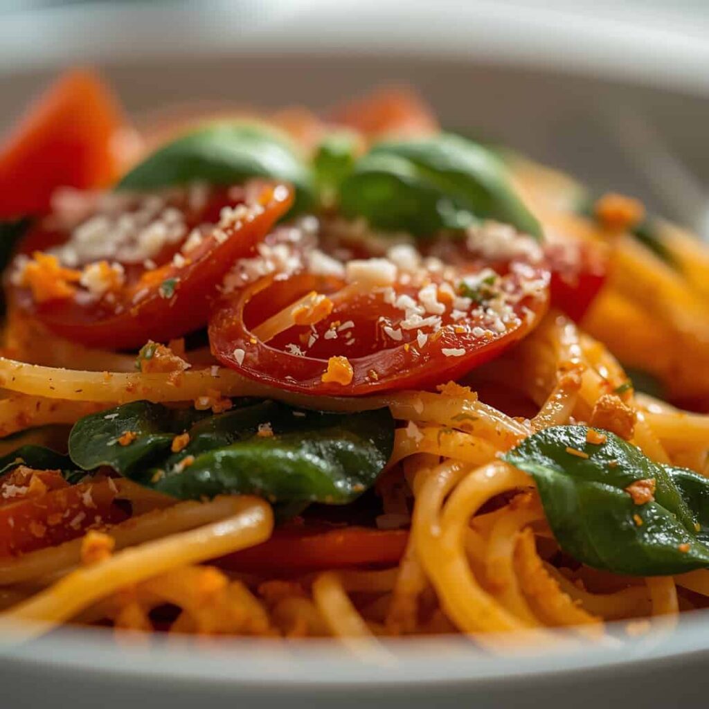 Delicious Spinach Tomato Pasta