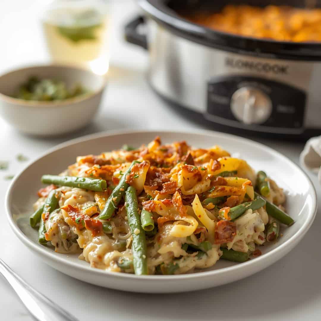 Easy Slow Cooker Green Bean Casserole 2 Easy Slow Cooker Green Bean Casserole